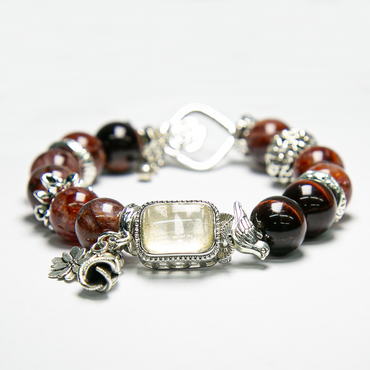 Red Tiger Eye Natural Crystal Bracelet Red Gum Flower Gift