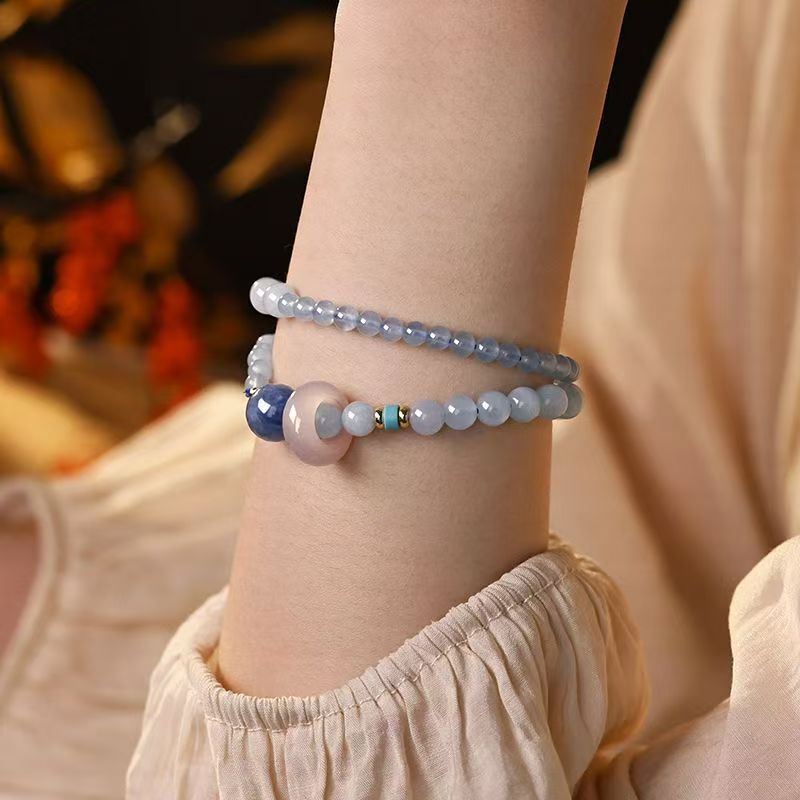 Wealth & Protection - Aquamarine Double Wrap Bracelet