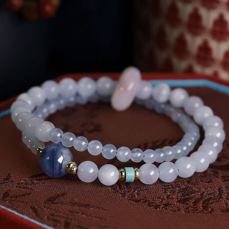 Wealth & Protection - Aquamarine Double Wrap Bracelet