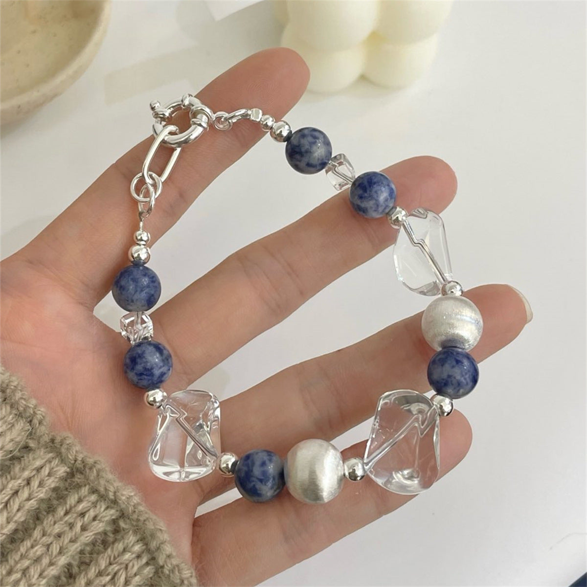 Wisdom-to-Wealth Talisman - Lapis Lazuli & Clear Quartz Bracelet Set