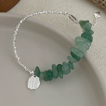 Noble Harmony Bracelet – Sterling Silver & Green Aventurine Chain