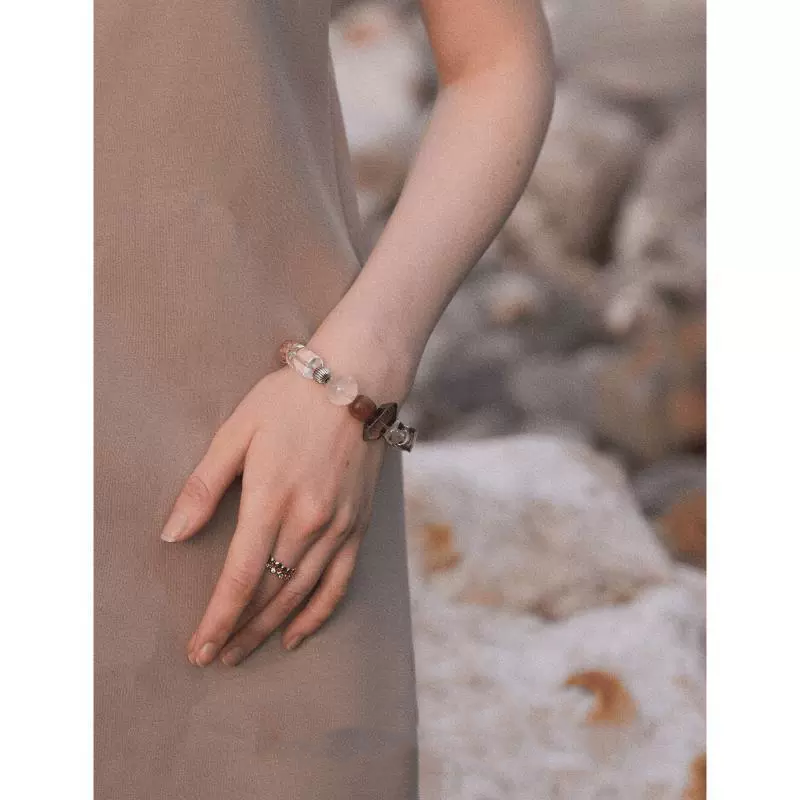 Stress Relief - Natural Crystal Wood Bead Bracelet