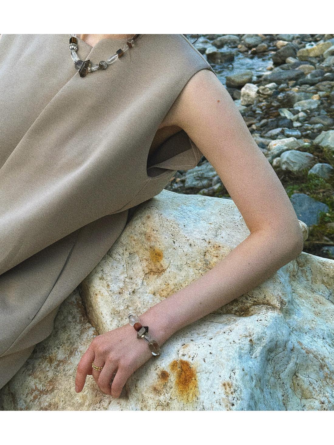 Stress Relief - Natural Crystal Wood Bead Bracelet