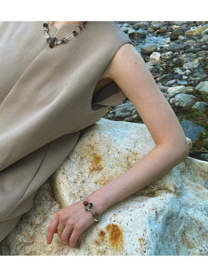 Stress Relief - Natural Crystal Wood Bead Bracelet