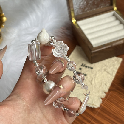 Wealth Flow - Clear Quartz & Silver Bead Bracelet
