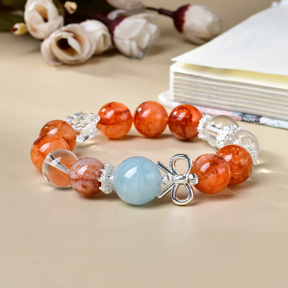 Spark & Serenity - Red Phantom Quartz & Clear Quartz & Aquamarine Bracelet