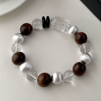 Wisdom Loop Bracelet -  Sandalwood & Clear Quartz Bracelet