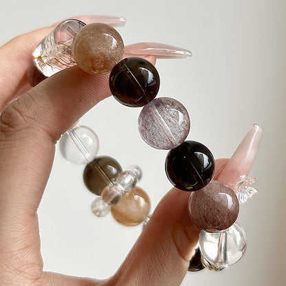 Ground & Grow - Natural Red Copper Rutilated Quartz & Smoky Quartz & Super Seven & Clear Quartz Bracelet