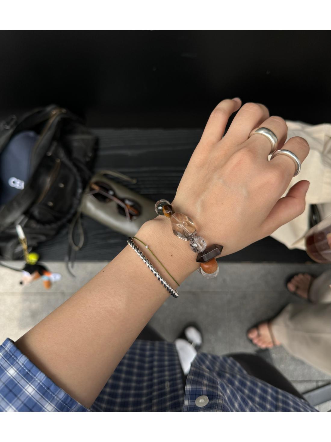 Stress Relief - Natural Crystal Wood Bead Bracelet