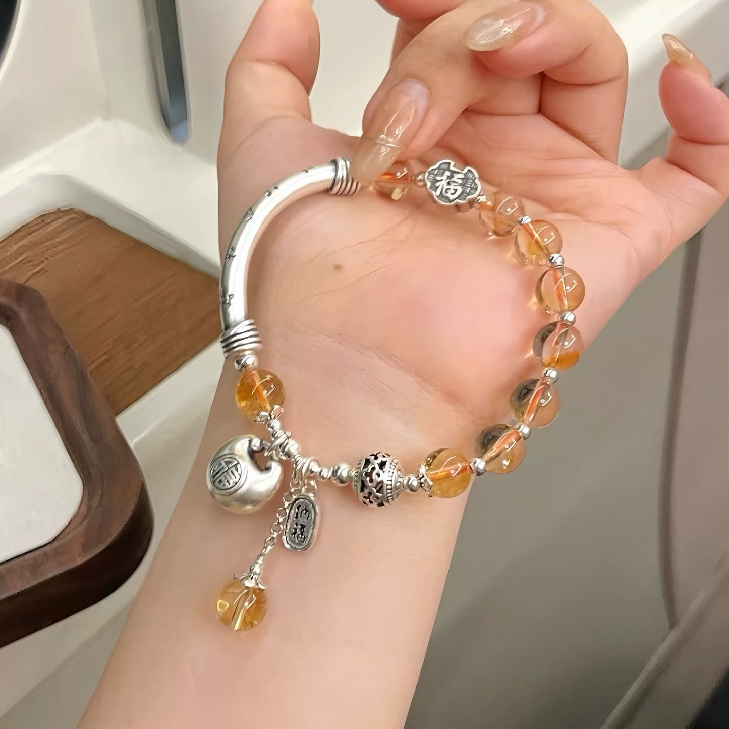 Good Fortune - 925 Silver Citrine Blessing Bracelet