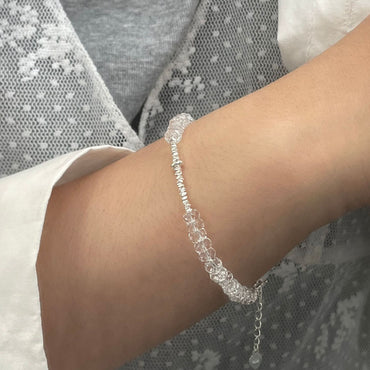 Mind Clarity & Energy Shield - S925 Silver White Crystal BoHo Bracelet