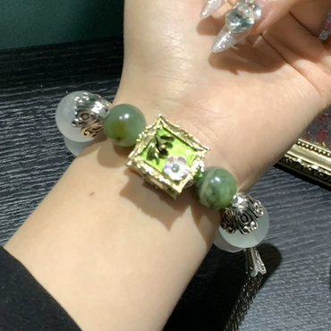 Natural Fluorite & Xiuyan Jade Wellness Bracelet