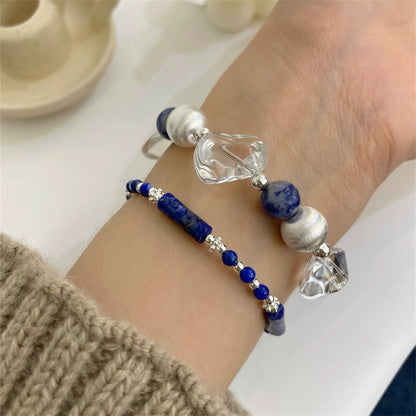 Wisdom-to-Wealth Talisman - Lapis Lazuli & Clear Quartz Bracelet Set