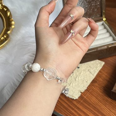 Wealth Flow - Clear Quartz & Silver Bead Bracelet