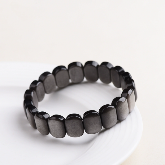 Golden Flow Luck - Natural Silver Obsidian Beads  Bracelet