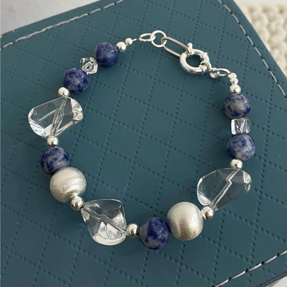 Wisdom-to-Wealth Talisman - Lapis Lazuli & Clear Quartz Bracelet Set