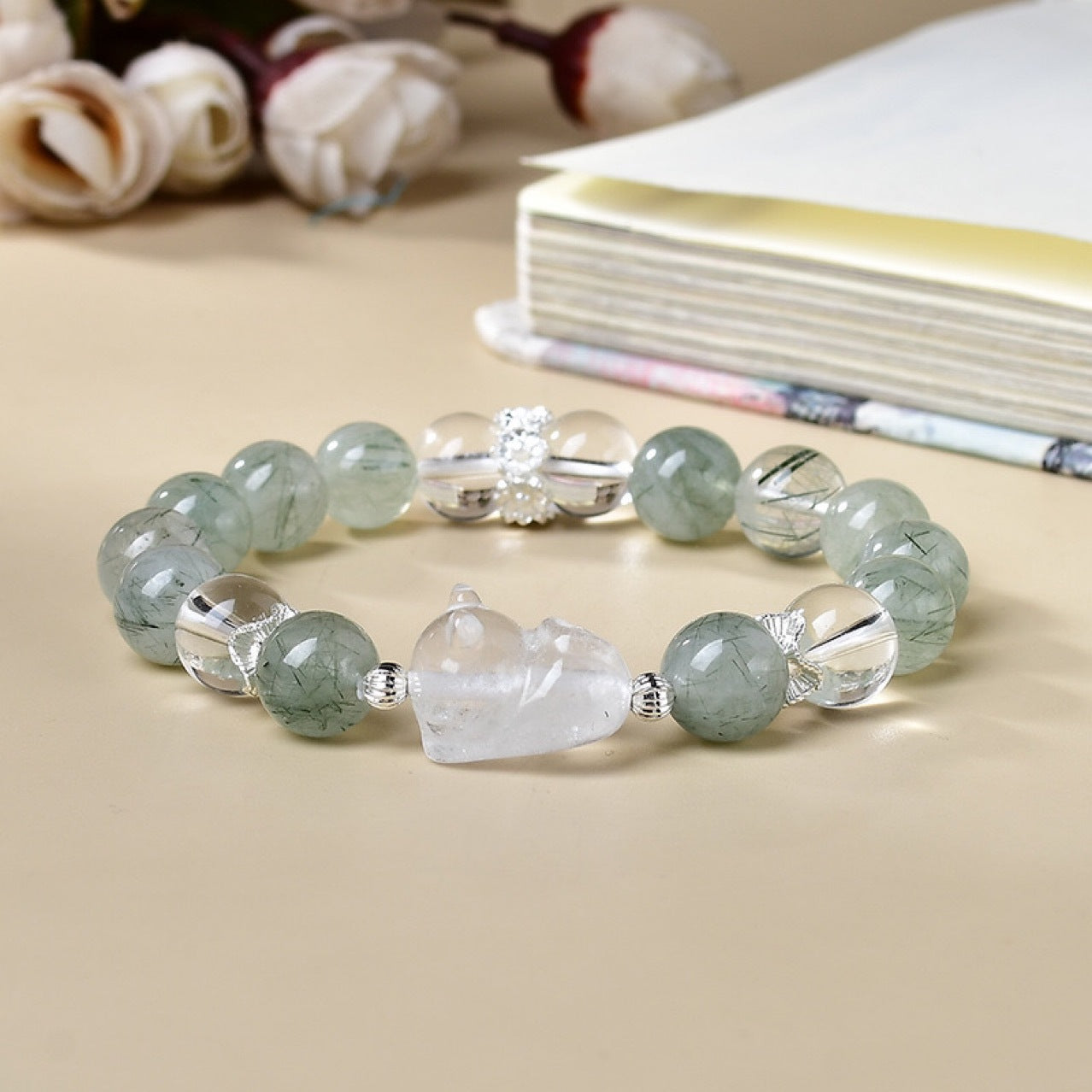 Spirit Uplift - Green Rutilated Quartz Fox Bracelet