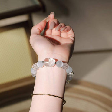 Fortune-Blessing - Pixiu White Crystal Cat's Eye Bracelet